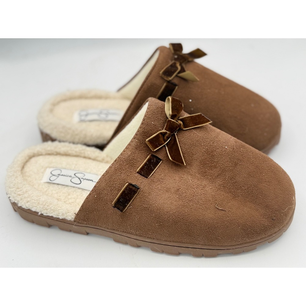 Jessica Simpson Women's Microsuede Bow Clog Slippers XL 9-10
